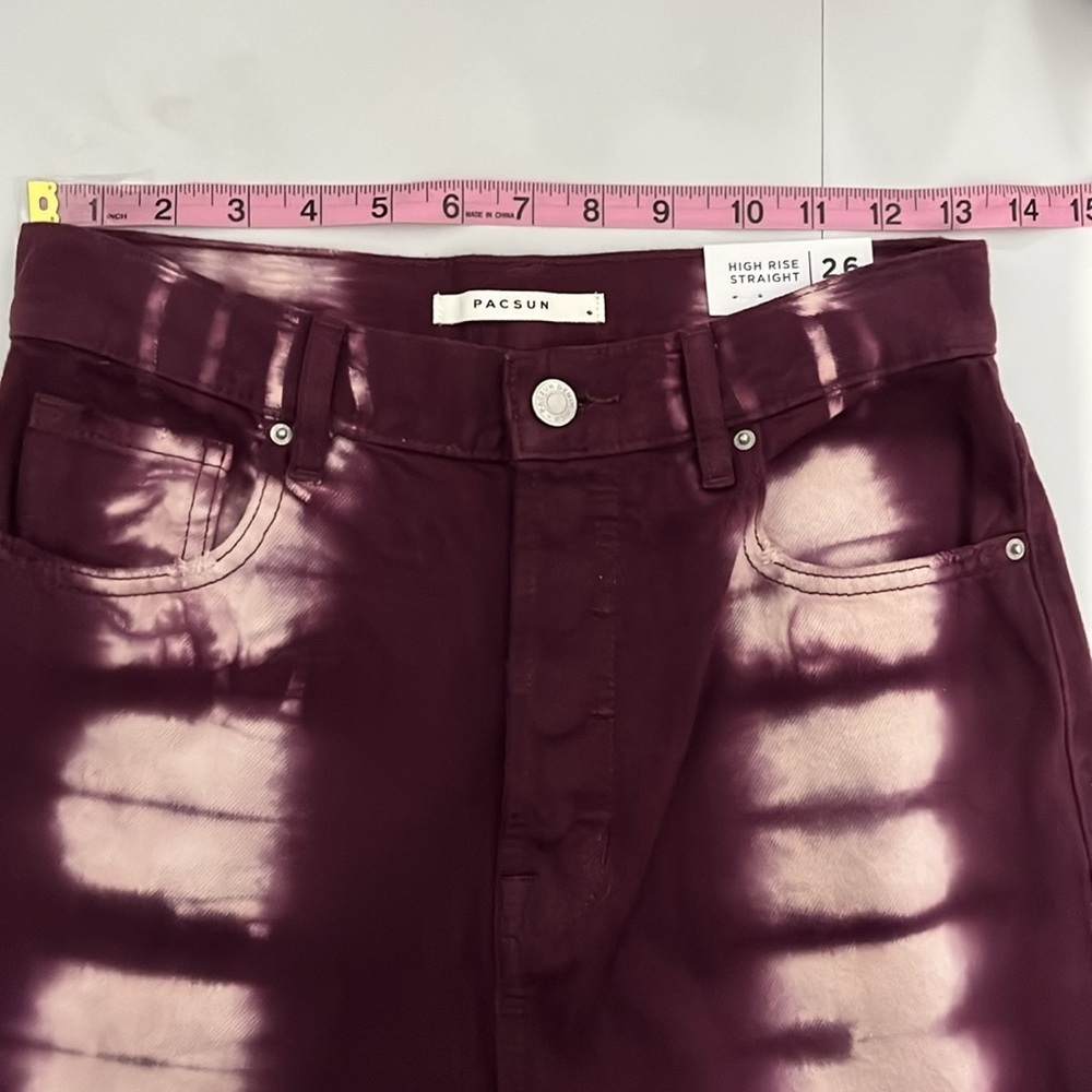 PacSun Eco Raspberry Tie Dye High Waisted Straight Leg Jeans size 26 - Picture 9 of 11
